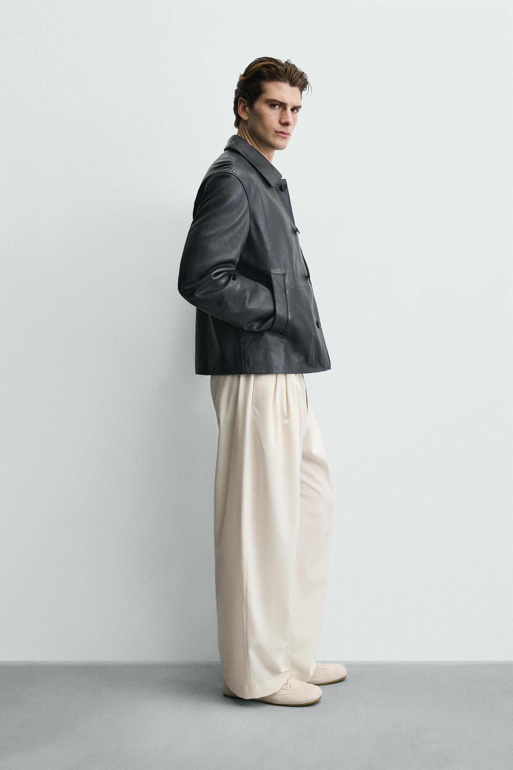 RELAXED FIT LEATHER JACKET